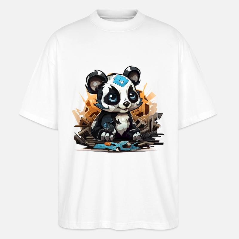 Charme de bloc de construction Panda - T-shirt bio Blaster 2.0 coupe oversize Stanley/Stella Unisexe - blanc