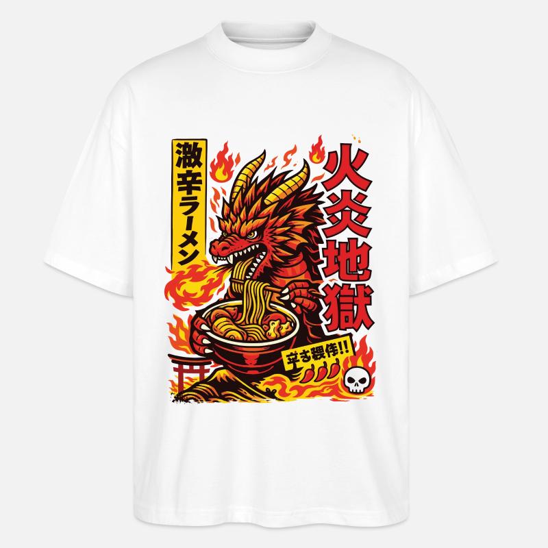 Drachen | Ramen | Nudelsuppe | extra scharf - Stanley/Stella Oversized Unisex Bio T-Shirt Blaster 2.0 - Weiß