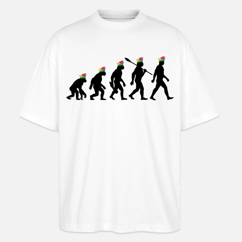 Homo Karnevalis | Evolution der Narren, Fastnacht - Stanley/Stella Oversized Unisex Bio T-Shirt Blaster 2.0 - Weiß