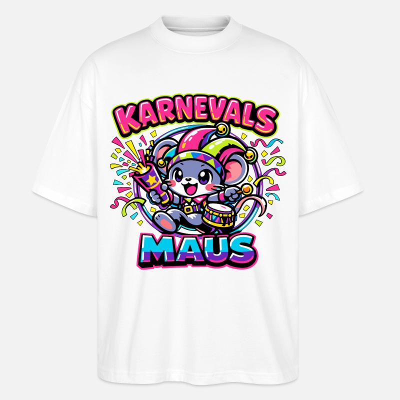 Karnevalsmaus Karneval Kostüm - Stanley/Stella Oversized Unisex Bio T-Shirt Blaster 2.0 - Weiß