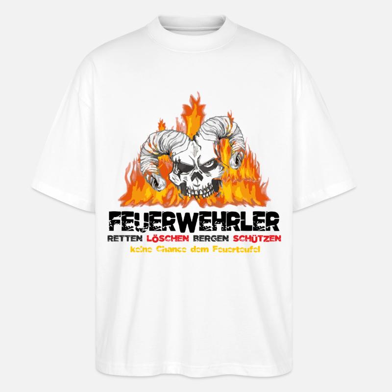 Pompier Fire Devil - T-shirt bio Blaster 2.0 coupe oversize Stanley/Stella Unisexe - blanc