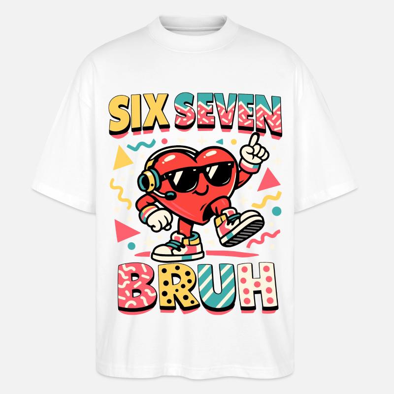 67 Six Seven Meme Cool Saint-Valentin - T-shirt bio Blaster 2.0 coupe oversize Stanley/Stella Unisexe - blanc