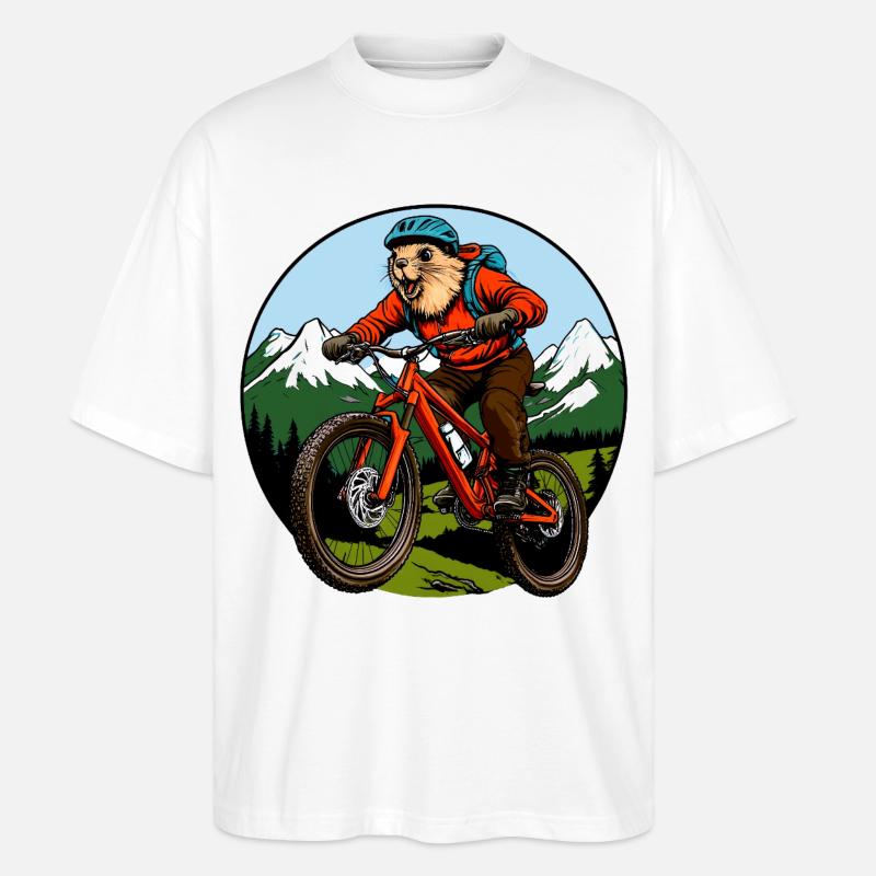 Murmeltiere Biker / Freeride Biking - Stanley/Stella Oversized Unisex Bio T-Shirt Blaster 2.0 - Weiß