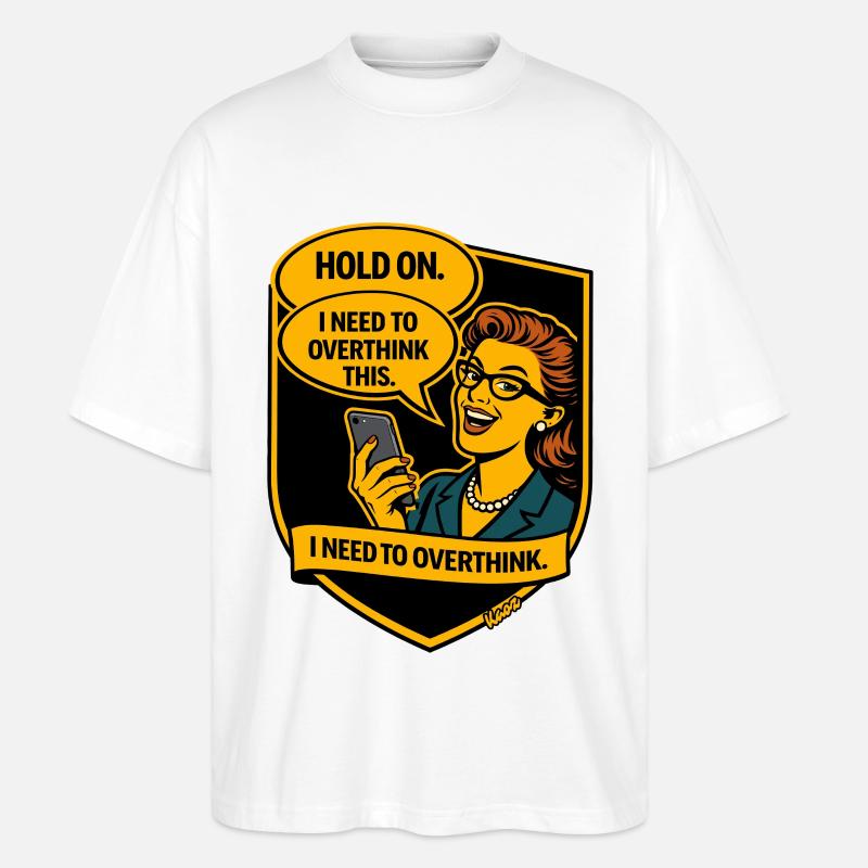 Repenser la bande dessinée rétro - Overthinker - T-shirt bio Blaster 2.0 coupe oversize Stanley/Stella Unisexe - blanc