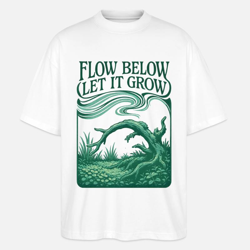 Flux en dessous, croissance au-dessus | Aquascaping - T-shirt bio Blaster 2.0 coupe oversize Stanley/Stella Unisexe - blanc