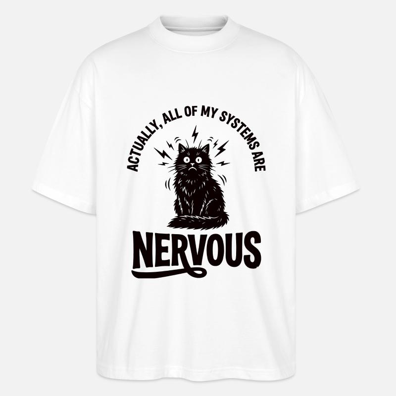 Real Irony Cat Nervous System Statement - Stanley/Stella Oversized Unisex Organic T-shirt Blaster 2.0 - white
