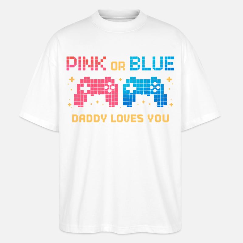 Pink or Blue Pixel Controller - Stanley/Stella Oversized Unisex Organic T-shirt Blaster 2.0 - white