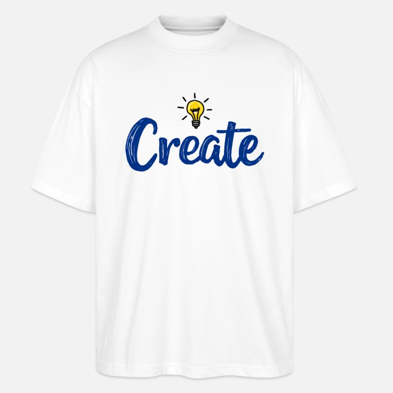 Create Lettering with Glowing Light Bulb - Stanley/Stella Oversized Unisex Organic T-shirt Blaster 2.0 - white
