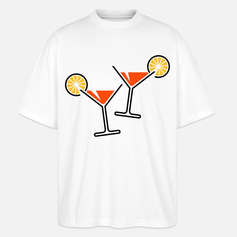 2 Cocktailgläser / Cocktail / Martini + (Orange) - Stanley/Stella Oversized Unisex Bio T-Shirt Blaster 2.0 - Weiß