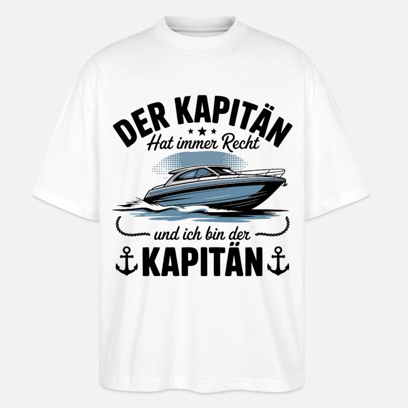 Kapitän Boot Bootsführerschein - Stanley/Stella Oversized Unisex Bio T-Shirt Blaster 2.0 - Weiß