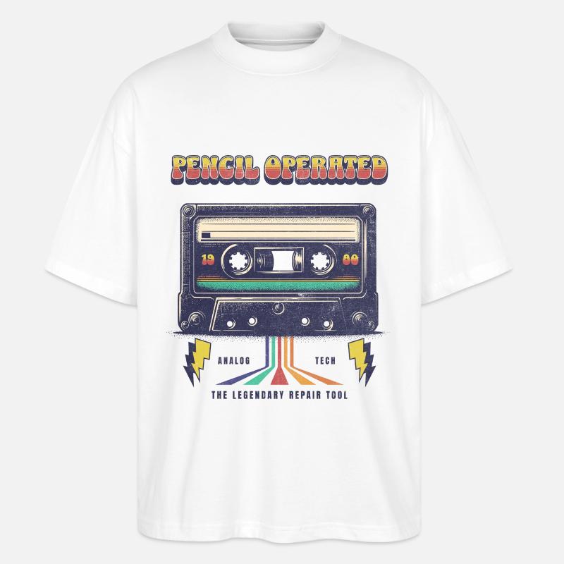 Bande rétro actionnée au crayon - T-shirt bio Blaster 2.0 coupe oversize Stanley/Stella Unisexe - blanc