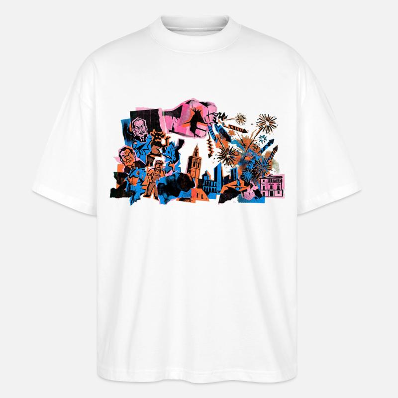 Fallas De Valencia Fireworks Risograph - Stanley/Stella Oversized Unisex Organic T-shirt Blaster 2.0 - white