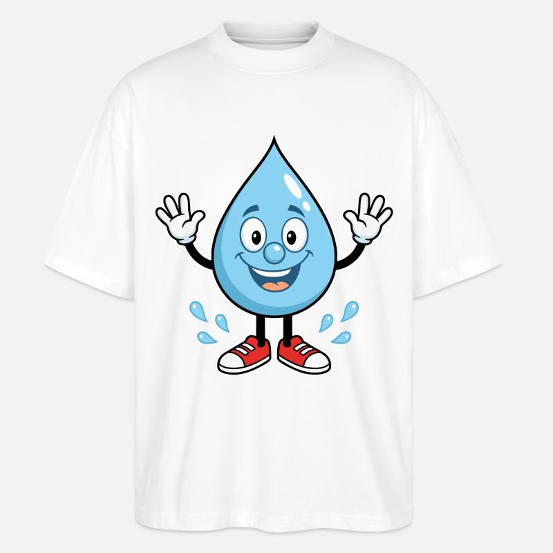 Drop d’eau heureuse avec des baskets - T-shirt bio Blaster 2.0 coupe oversize Stanley/Stella Unisexe - blanc