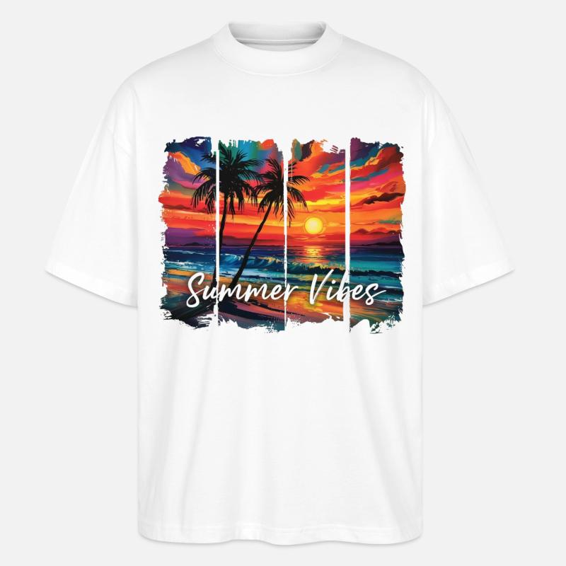 Summer Vibes Spaß-Zitat-Grafik - Stanley/Stella Oversized Unisex Bio T-Shirt Blaster 2.0 - Weiß