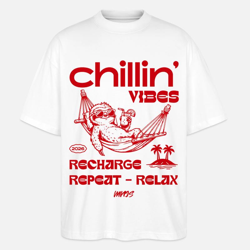 Chillin' Vibes Hammock Relax - Stanley/Stella Oversized Unisex Bio T-Shirt Blaster 2.0 - Weiß