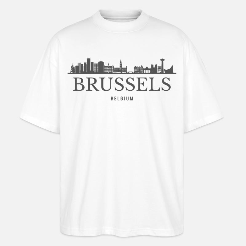 Brüssel, Belgien, Brüsseler Skyline - Stanley/Stella Oversized Unisex Bio T-Shirt Blaster 2.0 - Weiß