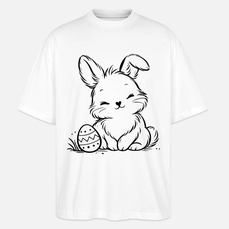 Easter bunny with Easter egg - Stanley/Stella Oversized Unisex Organic T-shirt Blaster 2.0 - white
