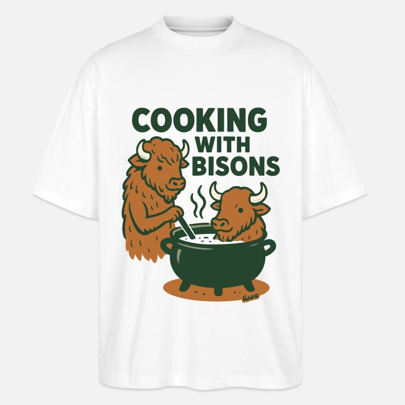 Cuisiner avec les bisons - T-shirt bio Blaster 2.0 coupe oversize Stanley/Stella Unisexe - blanc
