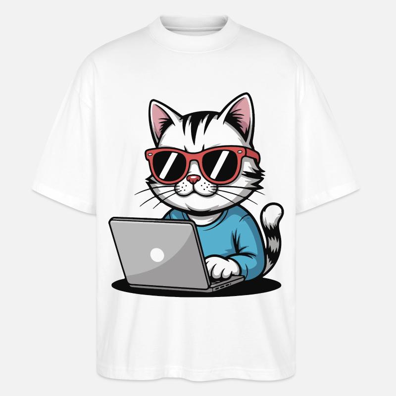 Cats_laptop - T-shirt bio Blaster 2.0 coupe oversize Stanley/Stella Unisexe - blanc