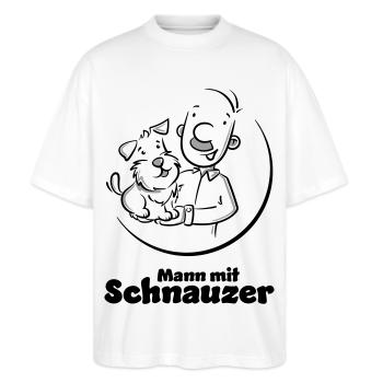 Mann mit Schnauzer (Oberlippenbart) - Stanley/Stella Oversized Unisex Bio T-Shirt Blaster 2.0 - Weiß - Vorne - Alina (178cm) & Michal (187cm)