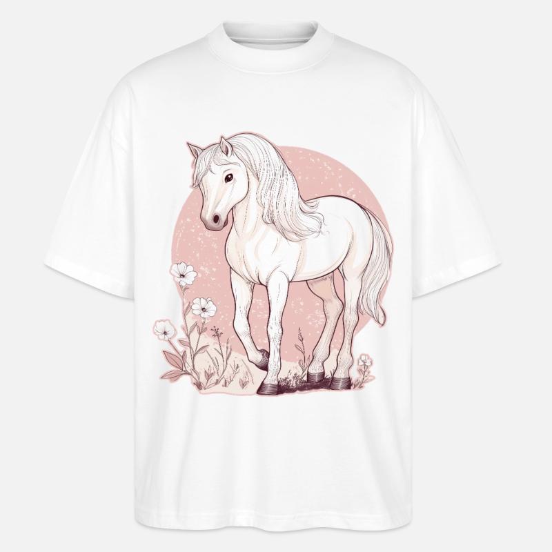 Pferd - Stanley/Stella Oversized Unisex Bio T-Shirt Blaster 2.0 - Weiß