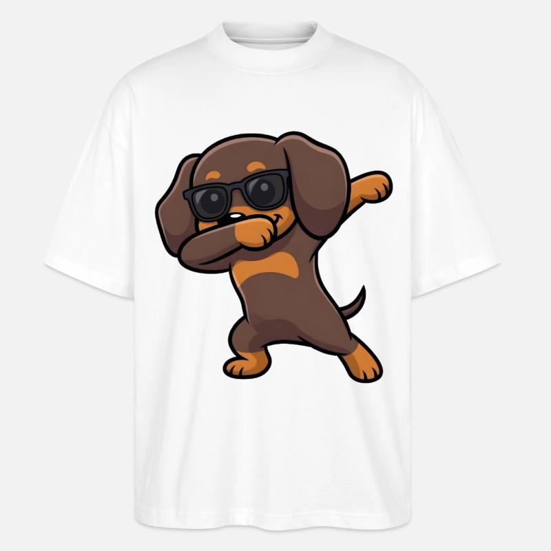 Dabbing Dackel alias Teckel - T-shirt bio Blaster 2.0 coupe oversize Stanley/Stella Unisexe - blanc