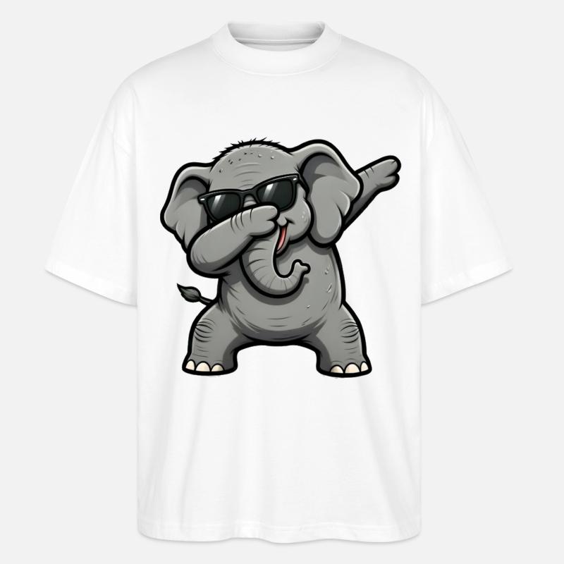 Dabbing Elephant - Stanley/Stella Oversized Unisex Organic T-shirt Blaster 2.0 - white