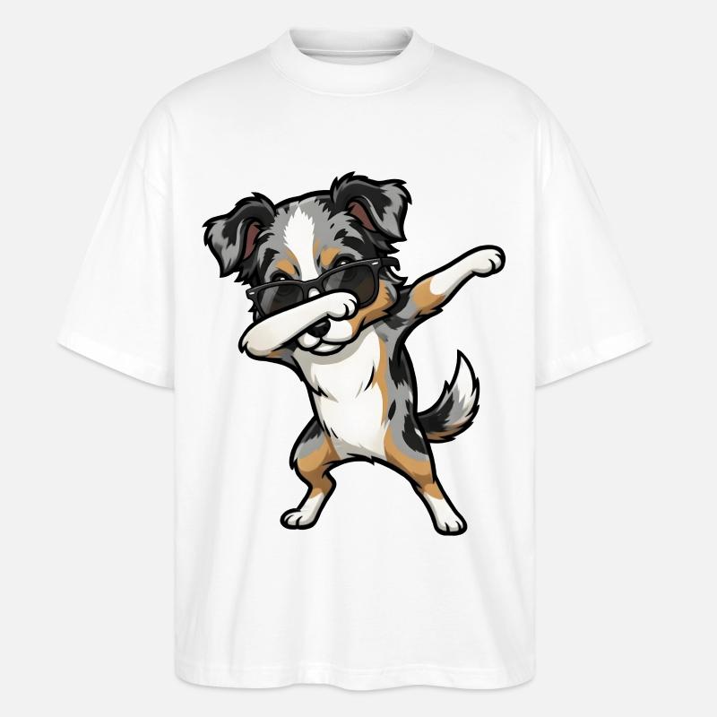 Dabbing Australian Shepherd - Stanley/Stella Oversized Unisex Bio T-Shirt Blaster 2.0 - Weiß