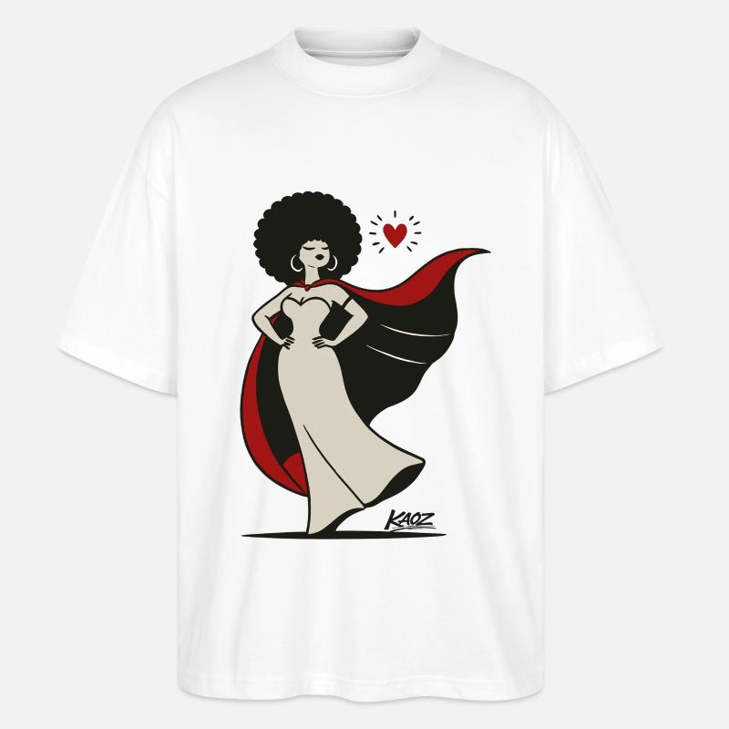 Afro Diva Cape Hero - Stanley/Stella Oversized Unisex Bio T-Shirt Blaster 2.0 - Weiß