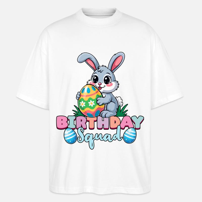 Birthday Squad Happy Easter Bunny Spring - Stanley/Stella Oversized Unisex Organic T-shirt Blaster 2.0 - white