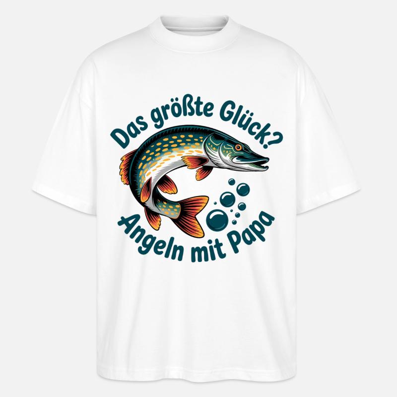 Papa Angler Geschenk - Stanley/Stella Oversized Unisex Bio T-Shirt Blaster 2.0 - Weiß