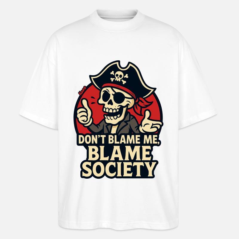 Tee Satire du Crâne de Pirate - T-shirt bio Blaster 2.0 coupe oversize Stanley/Stella Unisexe - blanc