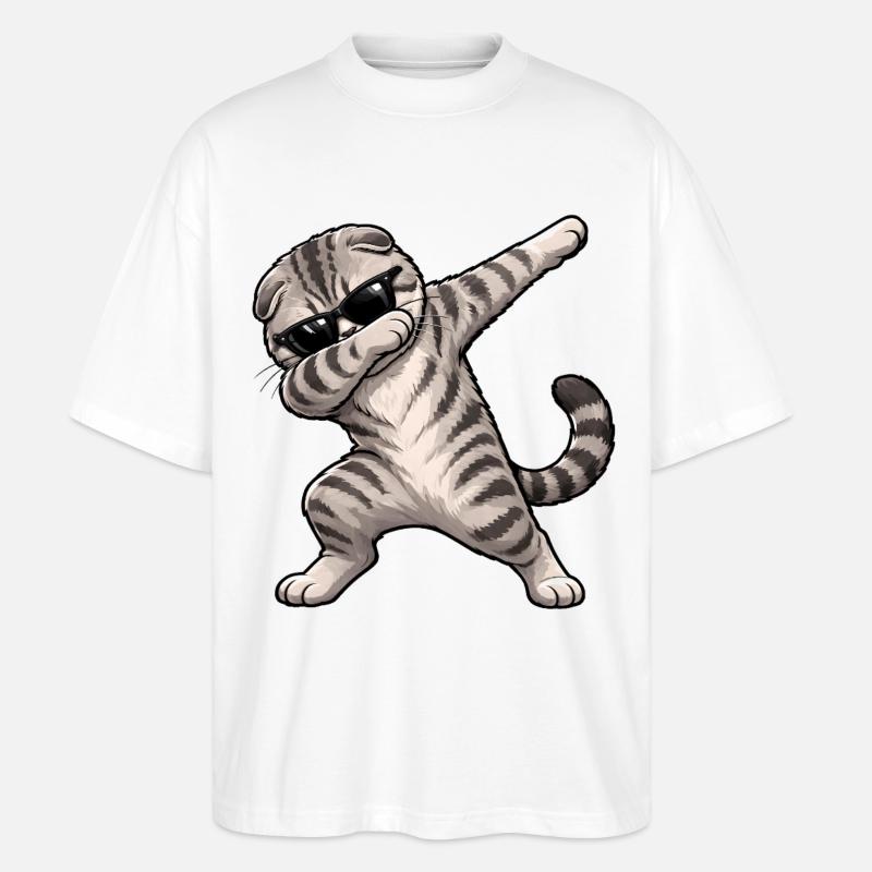 Tamponnage du Scottish Fold - T-shirt bio Blaster 2.0 coupe oversize Stanley/Stella Unisexe - blanc