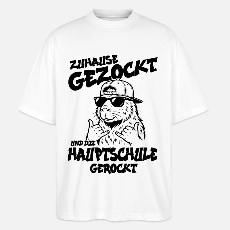 Zuhause gezockt Hauptschule gerockt Schulabschluss - Stanley/Stella Oversized Unisex Bio T-Shirt Blaster 2.0 - Weiß