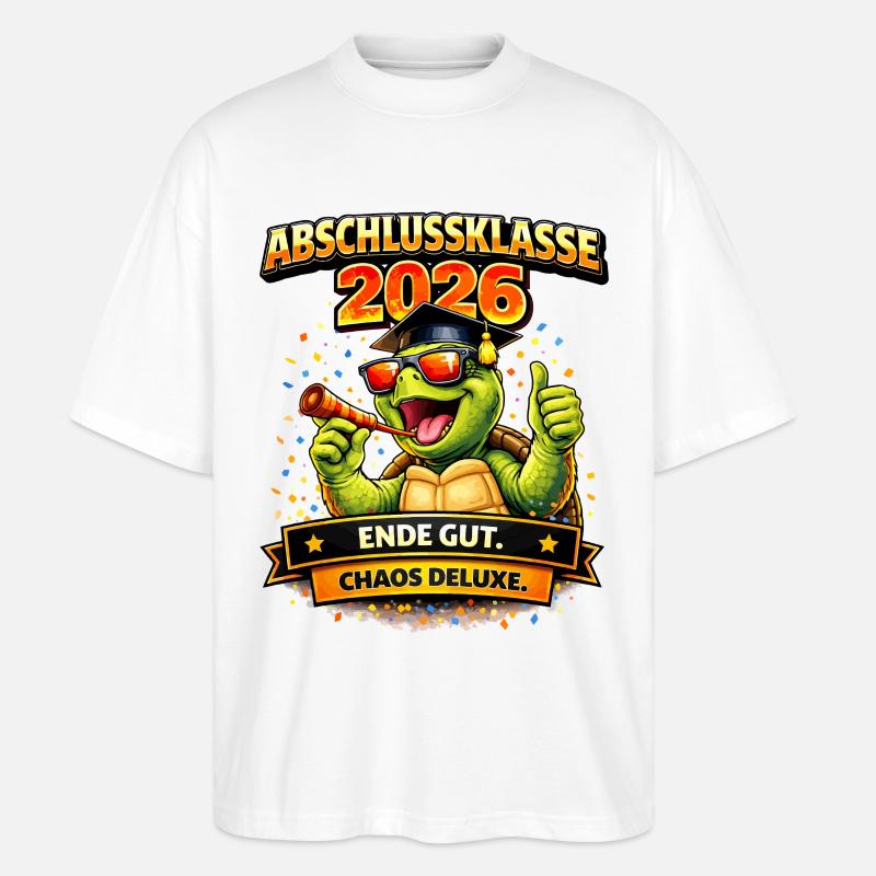 Abschlussklasse 2026 Schildkröte | Schulabgänger - Stanley/Stella Oversized Unisex Bio T-Shirt Blaster 2.0 - Weiß