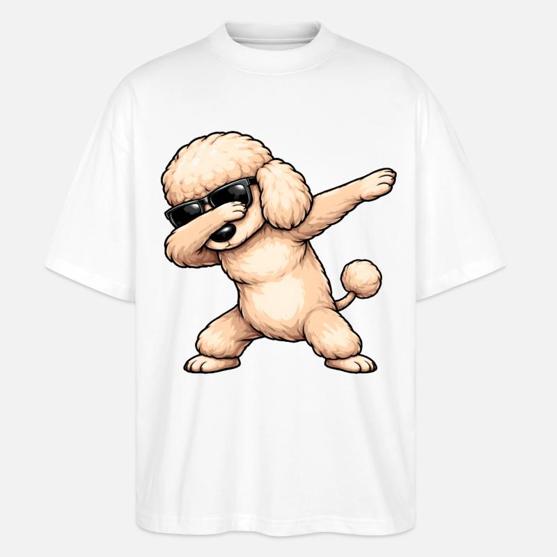 Caniche en train de dobber - T-shirt bio Blaster 2.0 coupe oversize Stanley/Stella Unisexe - blanc