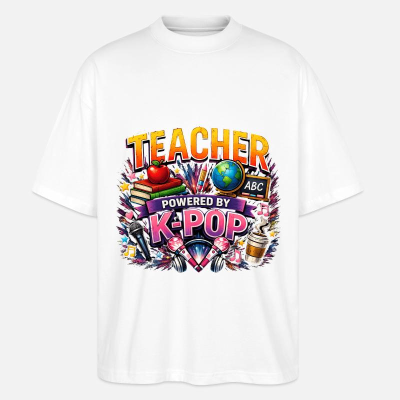 Enseignant propulsé par K Pop - T-shirt bio Blaster 2.0 coupe oversize Stanley/Stella Unisexe - blanc