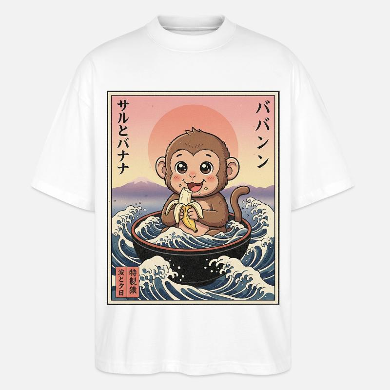 Süßes Äffchen Kawaii - Stanley/Stella Oversized Unisex Bio T-Shirt Blaster 2.0 - Weiß