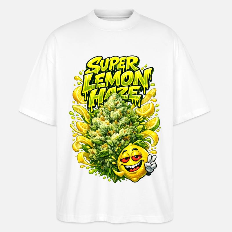 Super Lemon Haze Graffiti-Kunstdruck - Stanley/Stella Oversized Unisex Bio T-Shirt Blaster 2.0 - Weiß