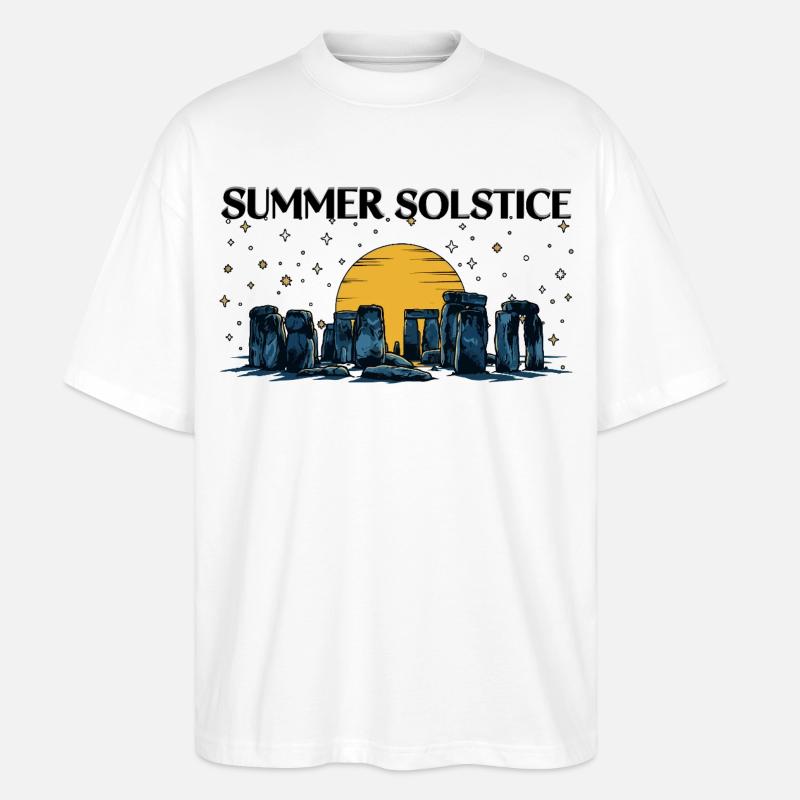 Litha Pagan Solstice d’été Midsommar - T-shirt bio Blaster 2.0 coupe oversize Stanley/Stella Unisexe - blanc