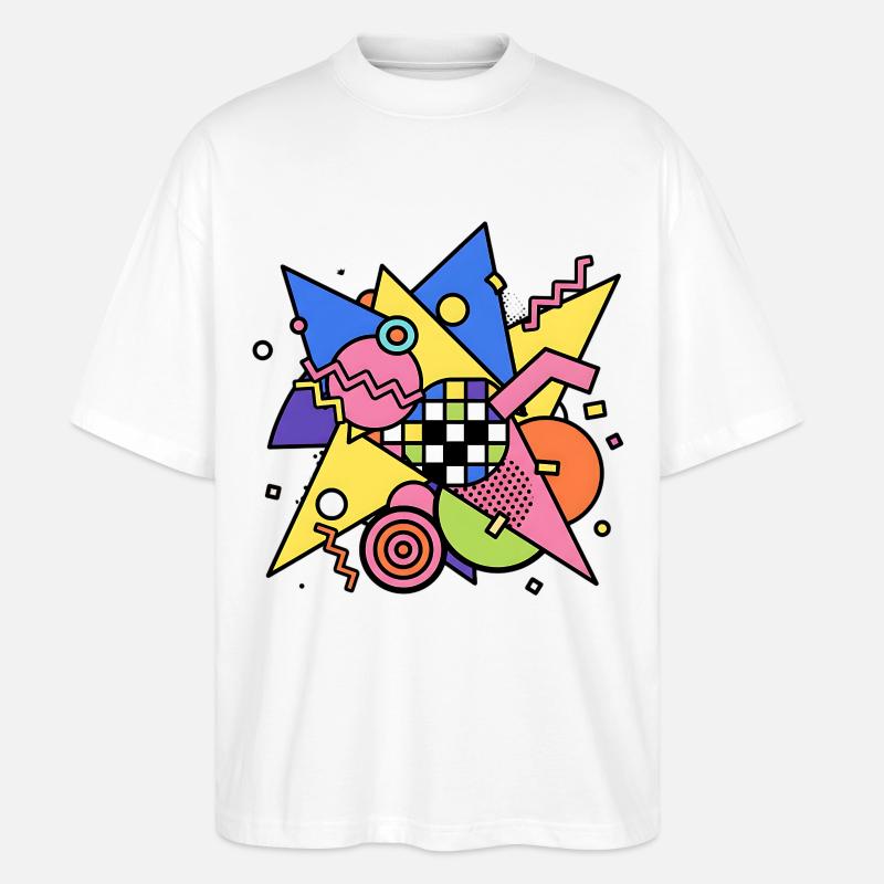 Abstract Geometric Pattern 90s Style - Stanley/Stella Oversized Unisex Organic T-shirt Blaster 2.0 - white