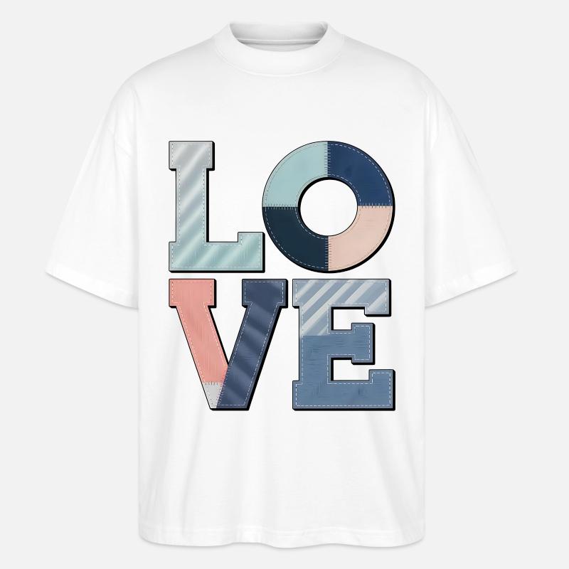 Love Design Geschenkidee Bunter Stoff Look - Stanley/Stella Oversized Unisex Bio T-Shirt Blaster 2.0 - Weiß