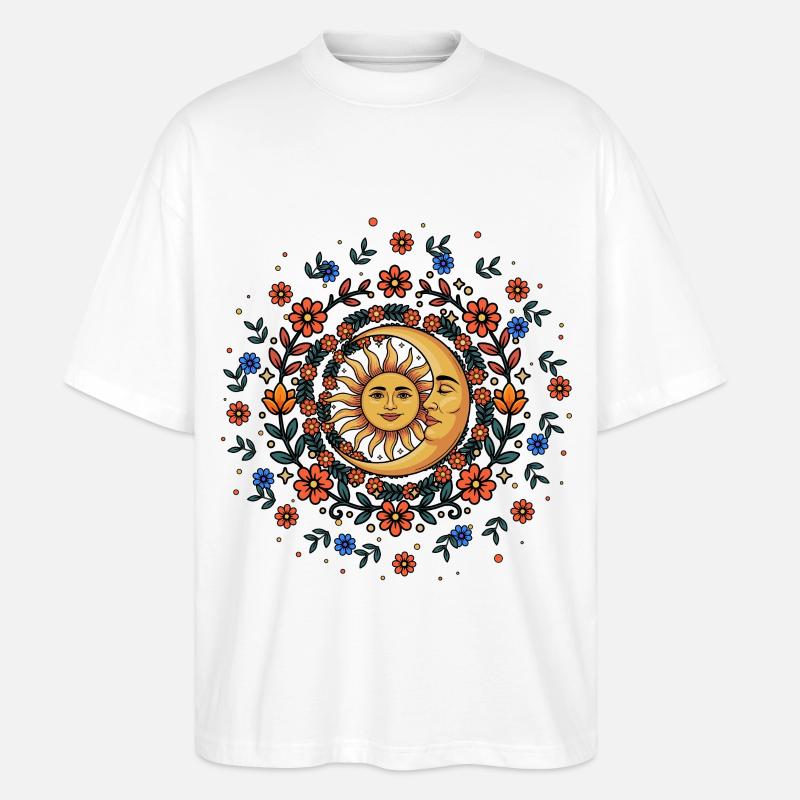 Litha Pagan Solstice d’été Midsommar - T-shirt bio Blaster 2.0 coupe oversize Stanley/Stella Unisexe - blanc
