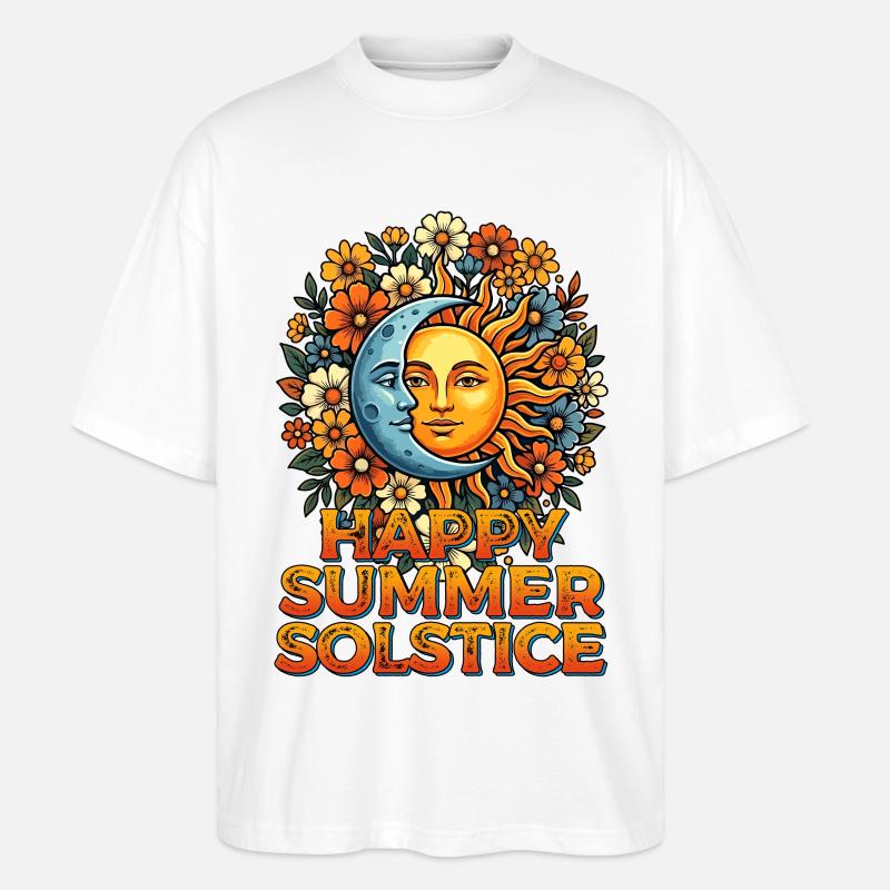 Litha Pagan Solstice d’été Midsommar - T-shirt bio Blaster 2.0 coupe oversize Stanley/Stella Unisexe - blanc