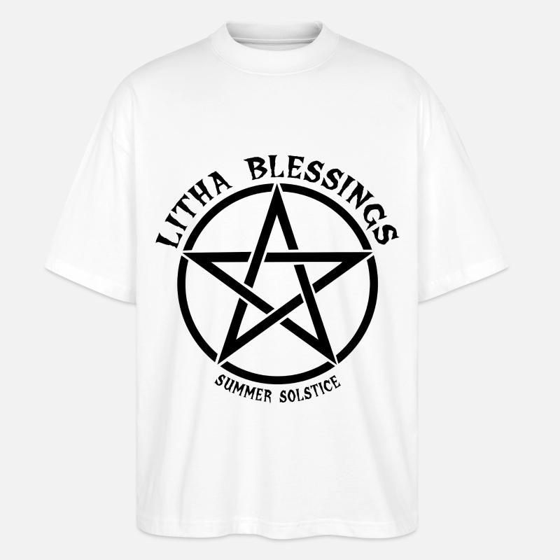 Litha Pagan Solstice d’été Midsommar - T-shirt bio Blaster 2.0 coupe oversize Stanley/Stella Unisexe - blanc