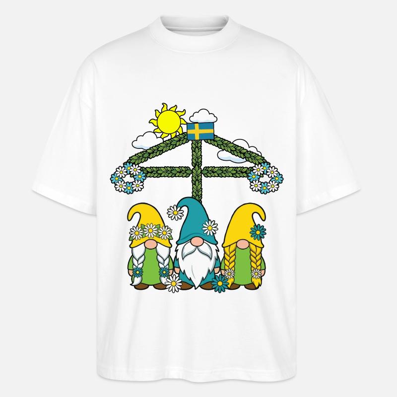 Litha Pagan Solstice d’été Midsommar - T-shirt bio Blaster 2.0 coupe oversize Stanley/Stella Unisexe - blanc