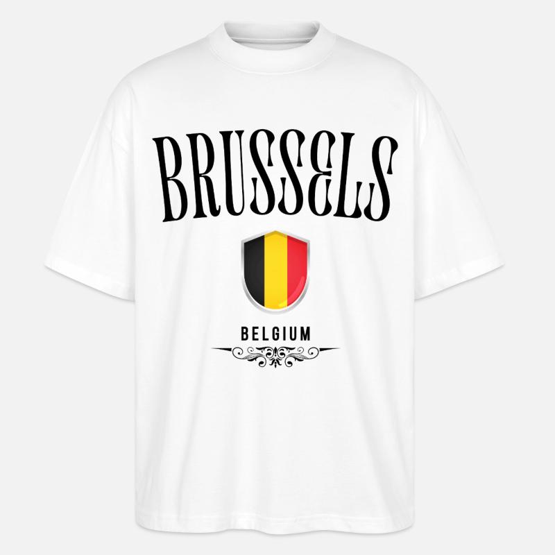 Souvenir Bruxelles, design élégant Bruxelles - T-shirt bio Blaster 2.0 coupe oversize Stanley/Stella Unisexe - blanc