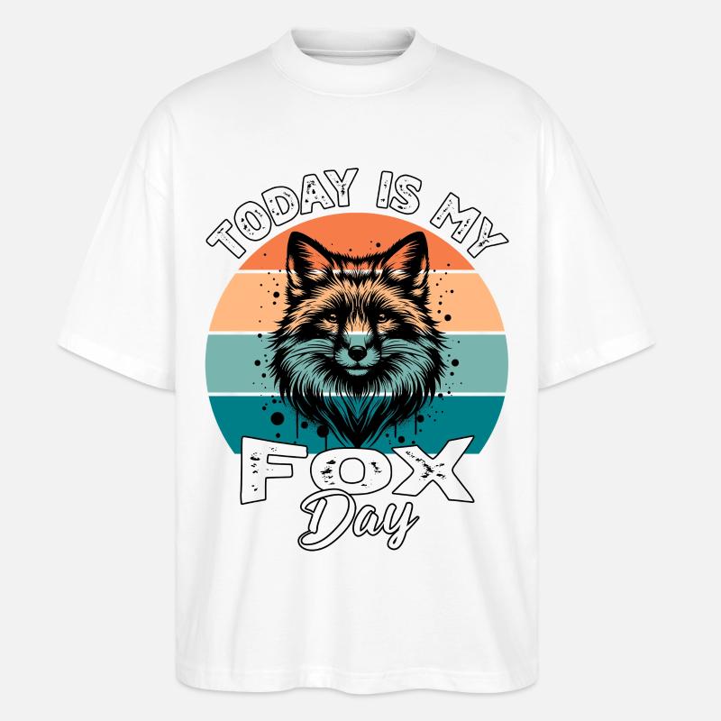 Red Fox Fox Fox - Stanley/Stella Oversized Unisex Organic T-shirt Blaster 2.0 - white