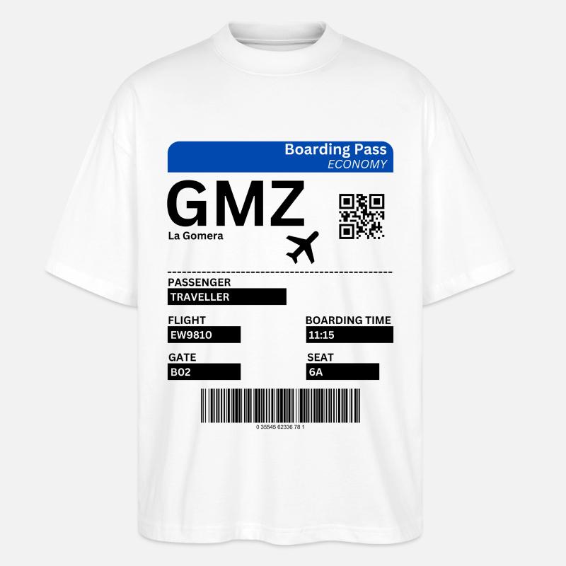 Idée de billet d’avion pour vacances à La Gomera aux îles Canaries - T-shirt bio Blaster 2.0 coupe oversize Stanley/Stella Unisexe - blanc