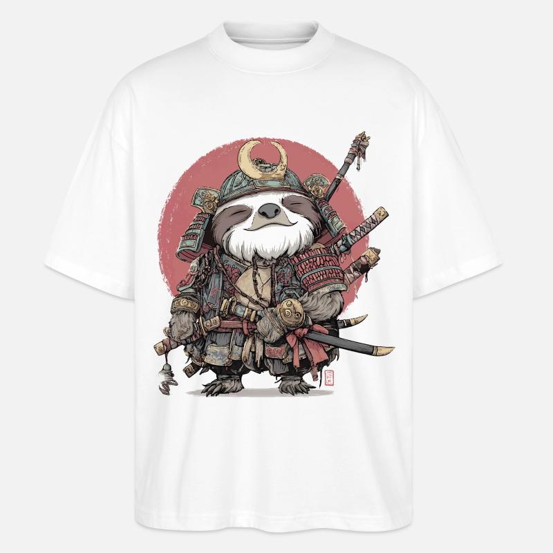 Faultier-Samurai-Rüstung - Stanley/Stella Oversized Unisex Bio T-Shirt Blaster 2.0 - Weiß